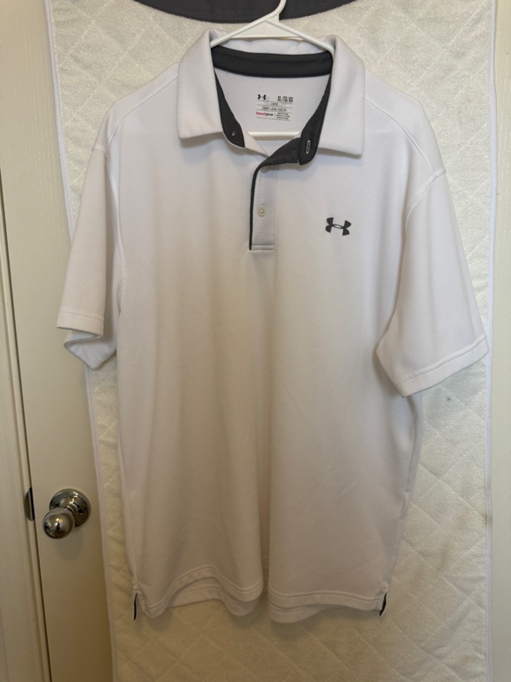 Under Armour White Polo with Black Contrast Collar